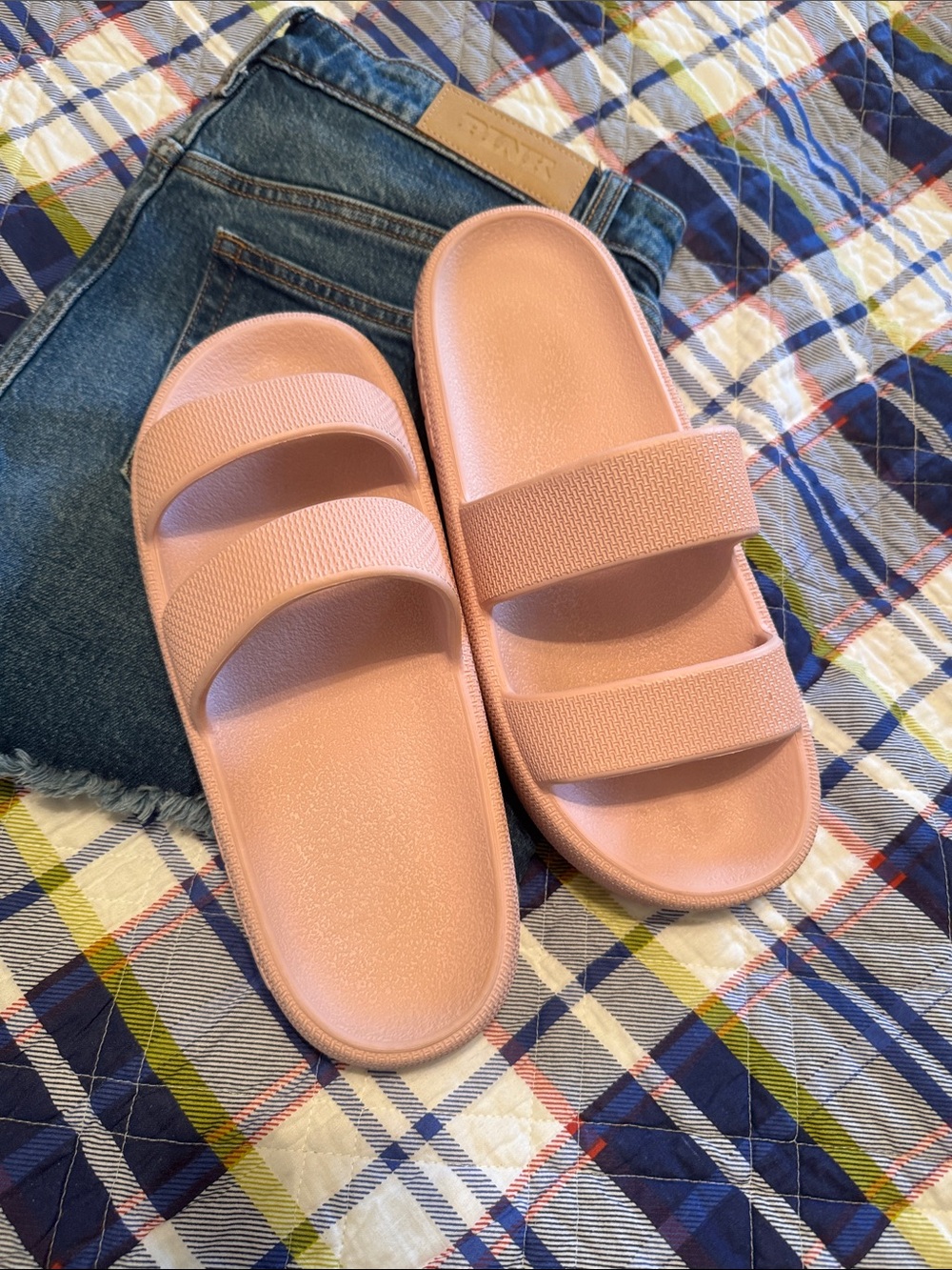 VS PINK Blush Pink Double-Strap Slide Sandals - Picture 2 of 5